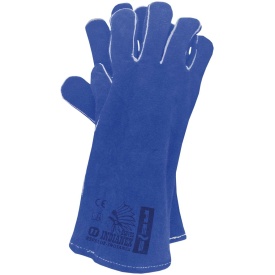 Niebieskie rękawice ochronne wykonane ze skóry bydlęcej