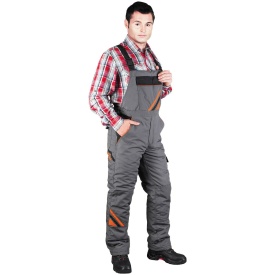 Szare spodnie ochronne ocieplane ogrodniczki