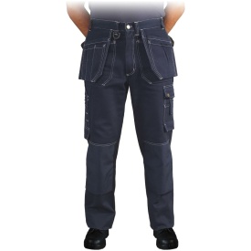 Granatowe spodnie ochronne do pasa z bawełny