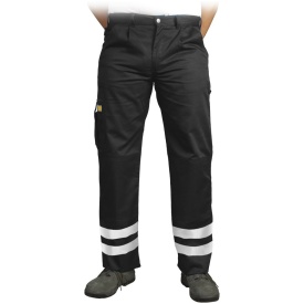 Czarne spodnie do pasa z pasami odblaskowymi