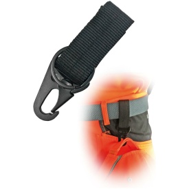 Czarny klips do rękawic wykonany z poliestru