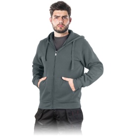 Szara bluza ochronna rozpinana z kapturem SMOKER