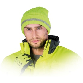 Akrylowa czapka zimowa w kolorze żółto- srebrnym CZREFLECT-S YSI