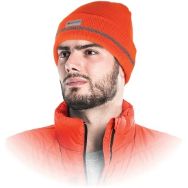 Czapka zimowa dziana w kolorze pomarańczowo- srebrnym CZVIS-S PSI