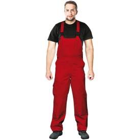 Czerwone spodnie ochronne ogrodniczki BISTER