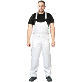 Białe spodnie ochronne ogrodniczki BISTER