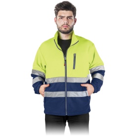 Żółta bluza polarowa z granatowymi wstawkami i pasami odblaskowymi
