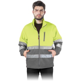 Żółta bluza polarowa z szarymi wstawkami i pasami odblaskowymi