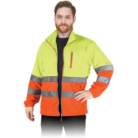 Żółta bluza polarowa z pomarańczowymi wstawkami i pasami odblaskowymi