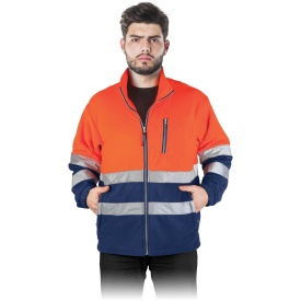 Pomarańczowa bluza polarowa z granatowymi wstawkami i pasami odblaskowymi