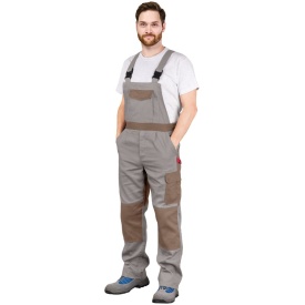 Beżowe spodnie robocze ogrodniczki Bomull