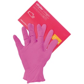 Rękawice nitrylowe różowe bezpudrowe RNIT-COLLAGEN
