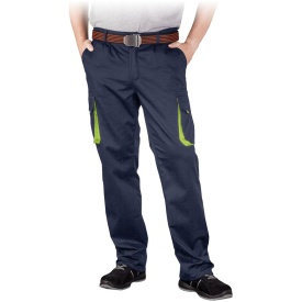 Granatowo-żółte spodnie ochronne męskie do pasa LAND