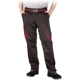 Czarno-czerwone spodnie ochronne męskie do pasa LAND