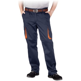 Granatowo-pomarańczowe spodnie męskie do pasa LAND