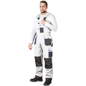 Białe spodnie ochronne ogrodniczki FORMEN