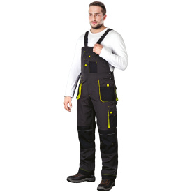 Czarno-żółte spodnie ochronne ogrodniczki FORMEN