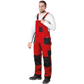 Czerwone spodnie ochronne ogrodniczki FORMEN