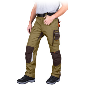 Zielono-brązowe spodnie ochronne do pasa NEW AGE