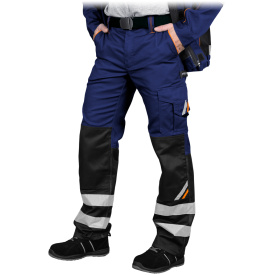 REIS Niebieskie spodnie ochronne z pasami odblaskowymi