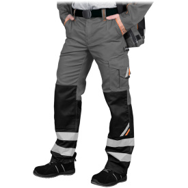 REIS Szare spodnie ochronne z pasami odblaskowymi