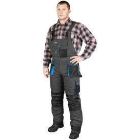 Szare ocieplane spodnie robocze ogrodniczki FORMEN