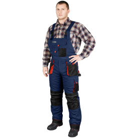 Granatowe ocieplane spodnie robocze ogrodniczki FORMEN